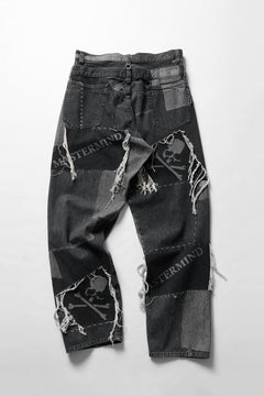 Load image into Gallery viewer, MASTERMIND WORLD PATCHWORK JACQUARD STRAIGHT DENIM PANTS (BLACK)