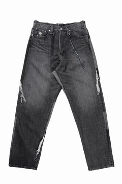 Load image into Gallery viewer, MASTERMIND WORLD PATCHWORK JACQUARD STRAIGHT DENIM PANTS (BLACK)