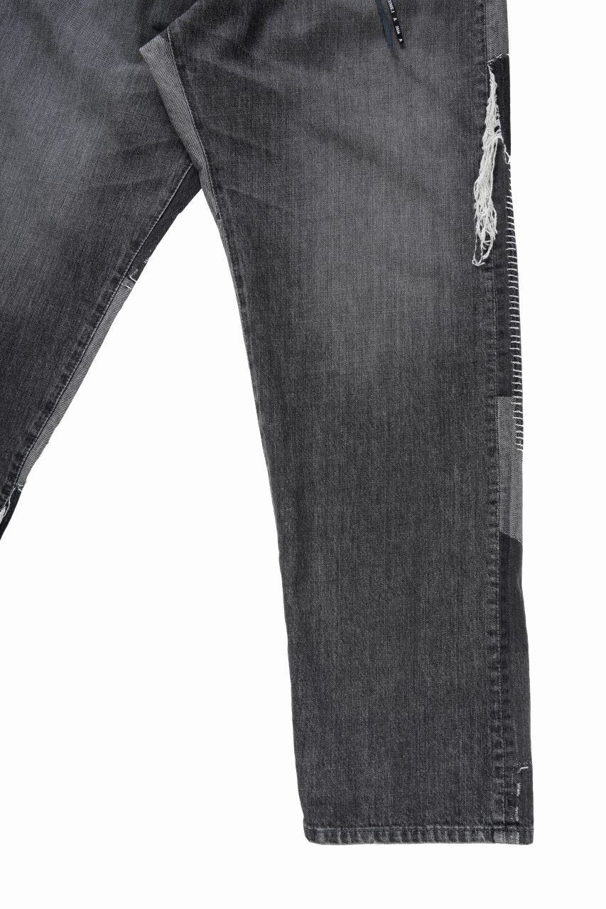 Load image into Gallery viewer, MASTERMIND WORLD PATCHWORK JACQUARD STRAIGHT DENIM PANTS (BLACK)