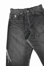 Load image into Gallery viewer, MASTERMIND WORLD PATCHWORK JACQUARD STRAIGHT DENIM PANTS (BLACK)