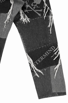 Load image into Gallery viewer, MASTERMIND WORLD PATCHWORK JACQUARD STRAIGHT DENIM PANTS (BLACK)