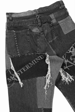 Load image into Gallery viewer, MASTERMIND WORLD PATCHWORK JACQUARD STRAIGHT DENIM PANTS (BLACK)