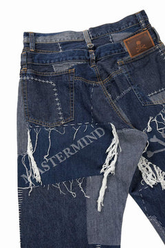 Load image into Gallery viewer, MASTERMIND WORLD PATCHWORK JACQUARD STRAIGHT DENIM PANTS (INDIGO)