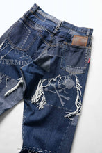 Load image into Gallery viewer, MASTERMIND WORLD PATCHWORK JACQUARD STRAIGHT DENIM PANTS (INDIGO)