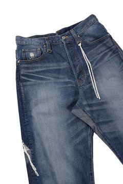 Load image into Gallery viewer, MASTERMIND WORLD PATCHWORK JACQUARD STRAIGHT DENIM PANTS (INDIGO)