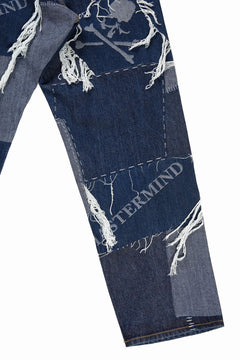 Load image into Gallery viewer, MASTERMIND WORLD PATCHWORK JACQUARD STRAIGHT DENIM PANTS (INDIGO)