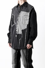 画像をギャラリービューアに読み込む, Feng Chen Wang RAW EDGE PATCHWORK DENIM SHIRT JACKET (BLACK)