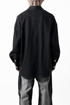 画像をギャラリービューアに読み込む, Feng Chen Wang RAW EDGE PATCHWORK DENIM SHIRT JACKET (BLACK)