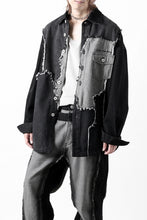 画像をギャラリービューアに読み込む, Feng Chen Wang RAW EDGE PATCHWORK DENIM SHIRT JACKET (BLACK)