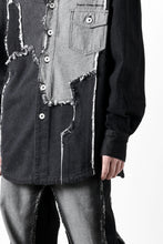 画像をギャラリービューアに読み込む, Feng Chen Wang RAW EDGE PATCHWORK DENIM SHIRT JACKET (BLACK)