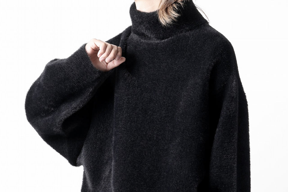 画像をギャラリービューアに読み込む, th products Mole Turtle Knit / feather mogol shaggy knit (black)