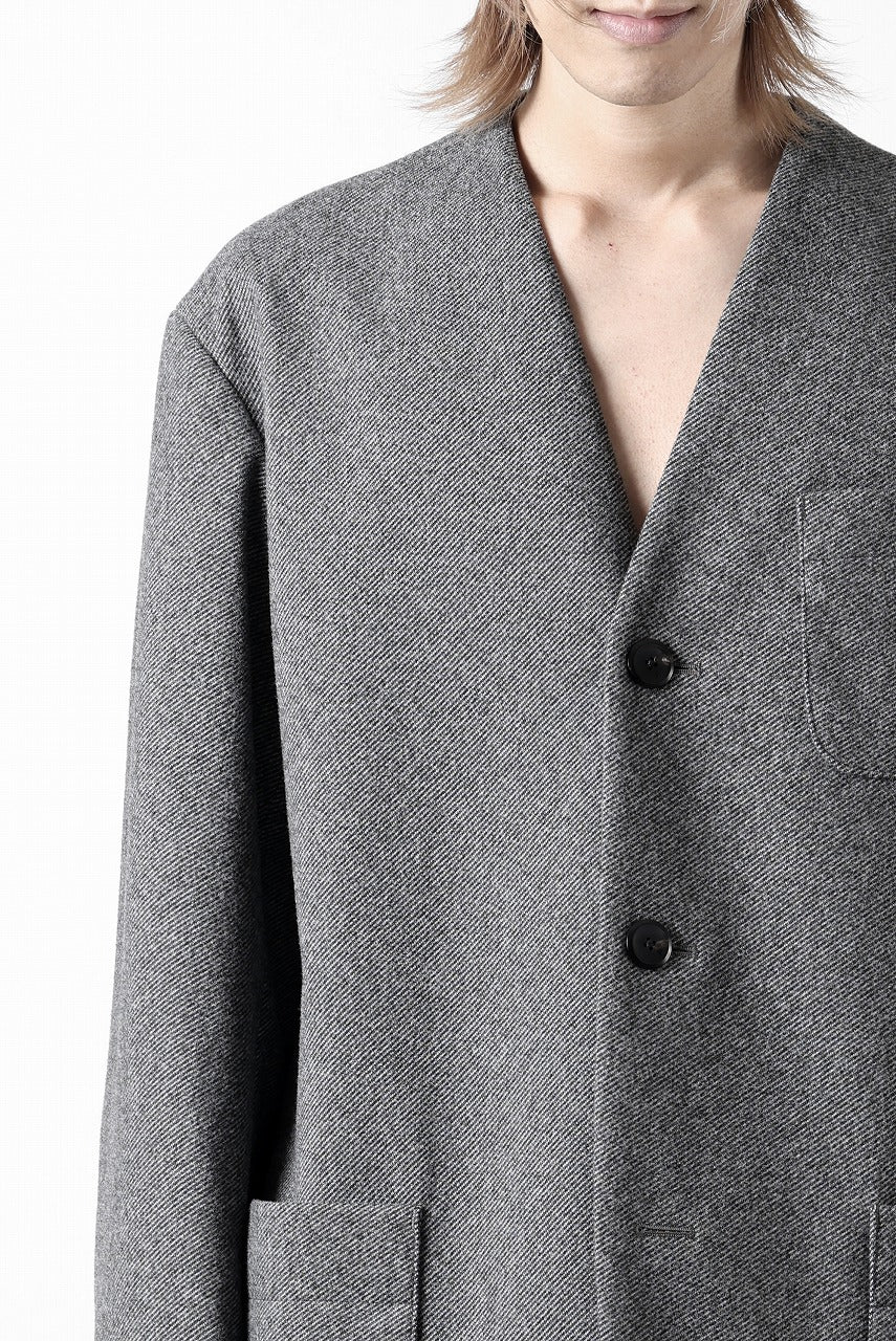 TARO HORIUCHI / th products Collarless Jacket / active setter tweed knit (gray)