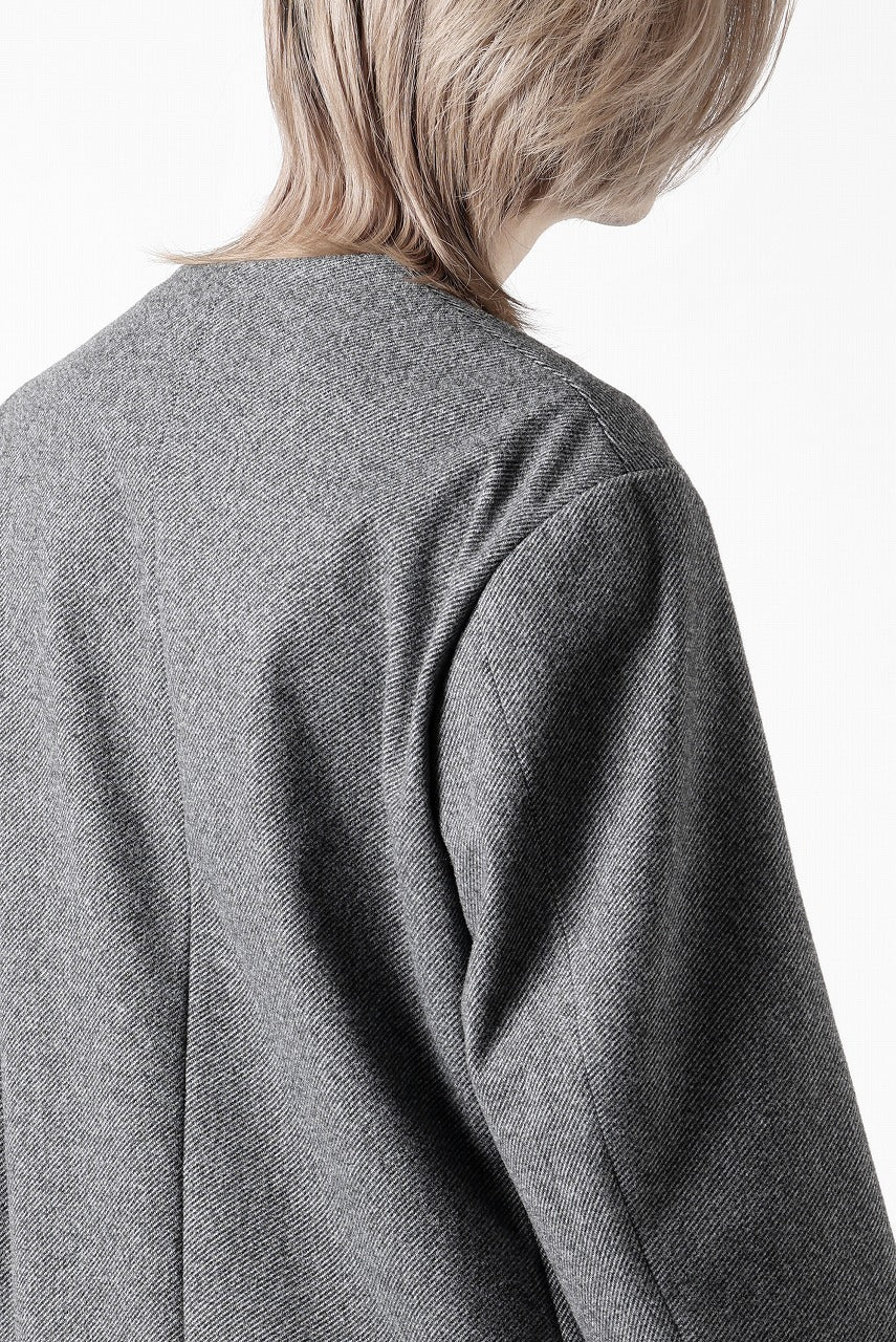 TARO HORIUCHI / th products Collarless Jacket / active setter tweed knit (gray)