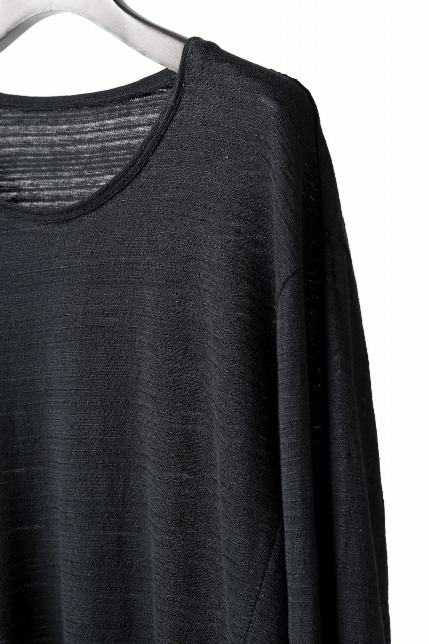 black crow x LOOM exclusive long sleeve tops / cotton linen slab jersey (black)