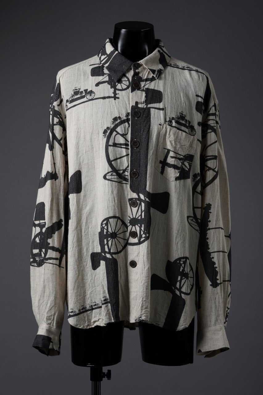 画像をギャラリービューアに読み込む, YUTA MATSUOKA classic shirt / antique wagon print (ecru/print)