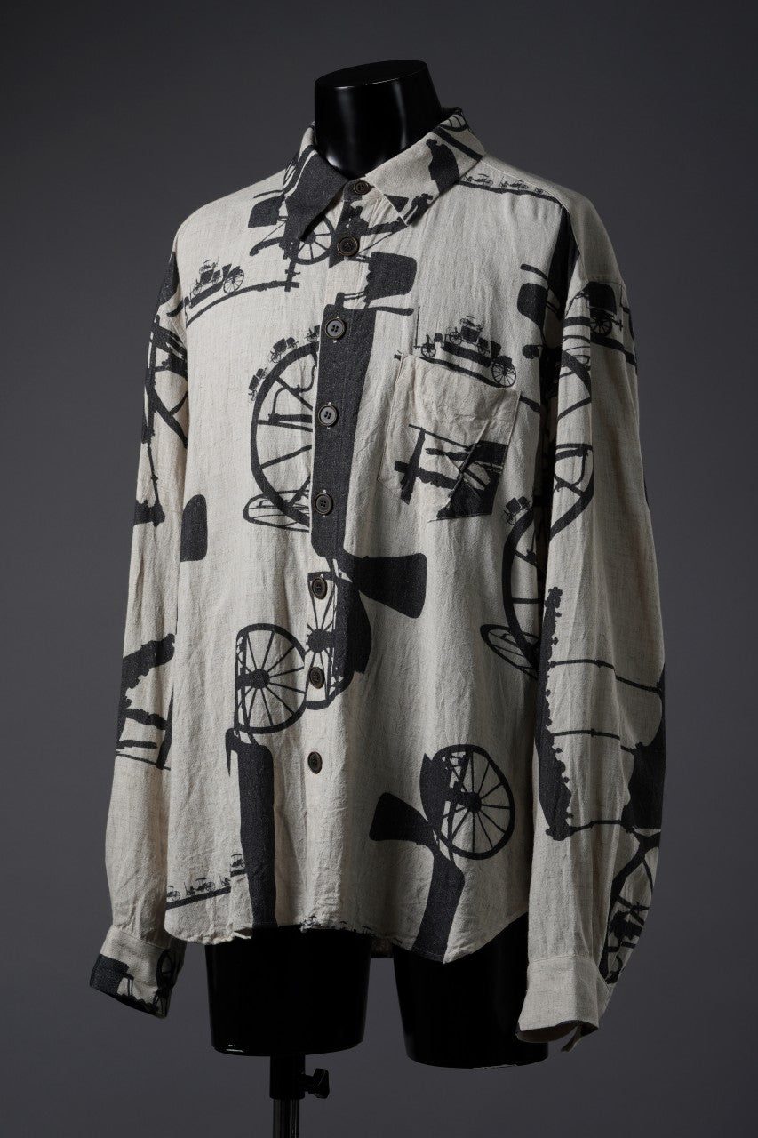 画像をギャラリービューアに読み込む, YUTA MATSUOKA classic shirt / antique wagon print (ecru/print)