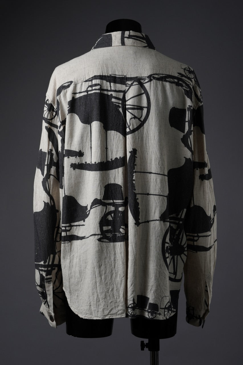 画像をギャラリービューアに読み込む, YUTA MATSUOKA classic shirt / antique wagon print (ecru/print)