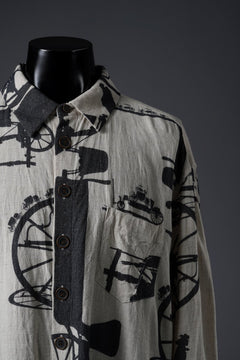 画像をギャラリービューアに読み込む, YUTA MATSUOKA classic shirt / antique wagon print (ecru/print)