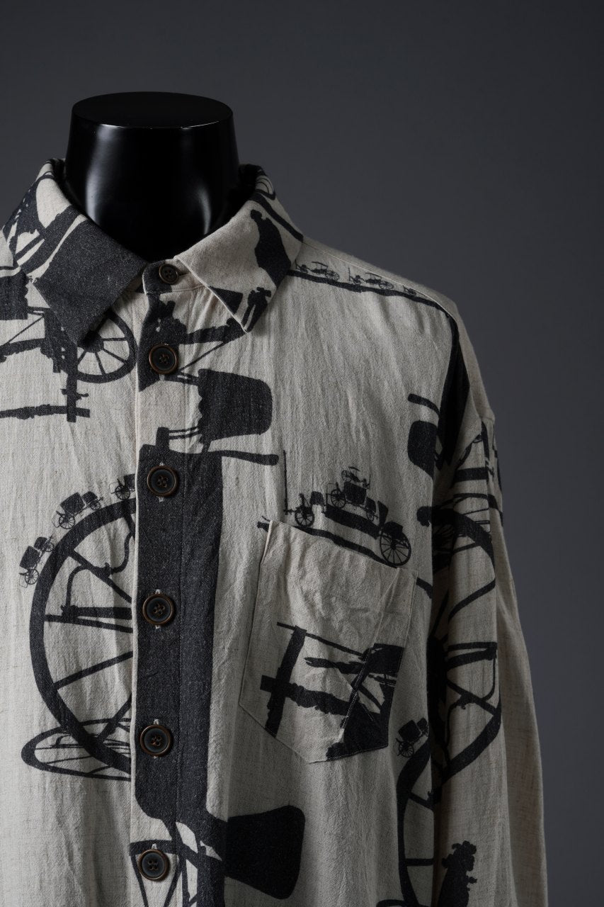 画像をギャラリービューアに読み込む, YUTA MATSUOKA classic shirt / antique wagon print (ecru/print)