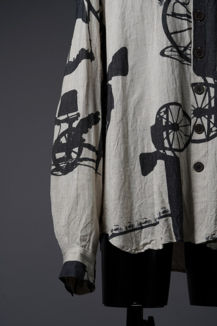 画像をギャラリービューアに読み込む, YUTA MATSUOKA classic shirt / antique wagon print (ecru/print)