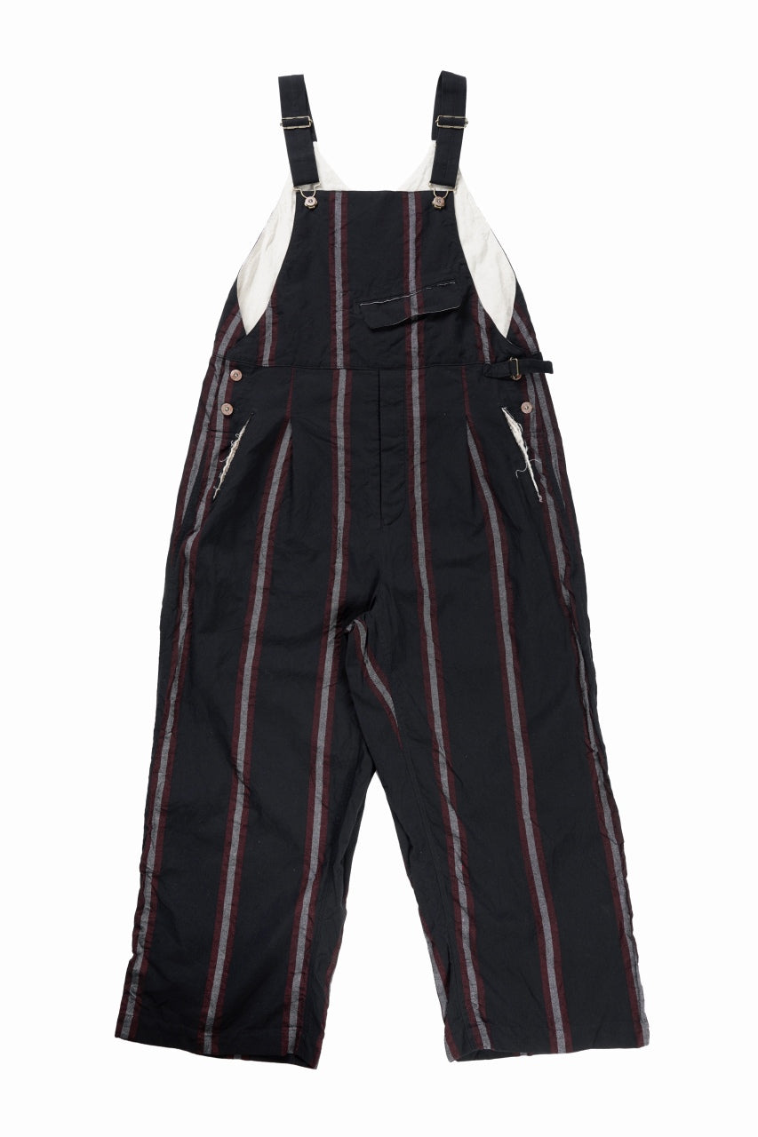 画像をギャラリービューアに読み込む, YUTA MATSUOKA overalls / tussah linen stripe (black stripe)