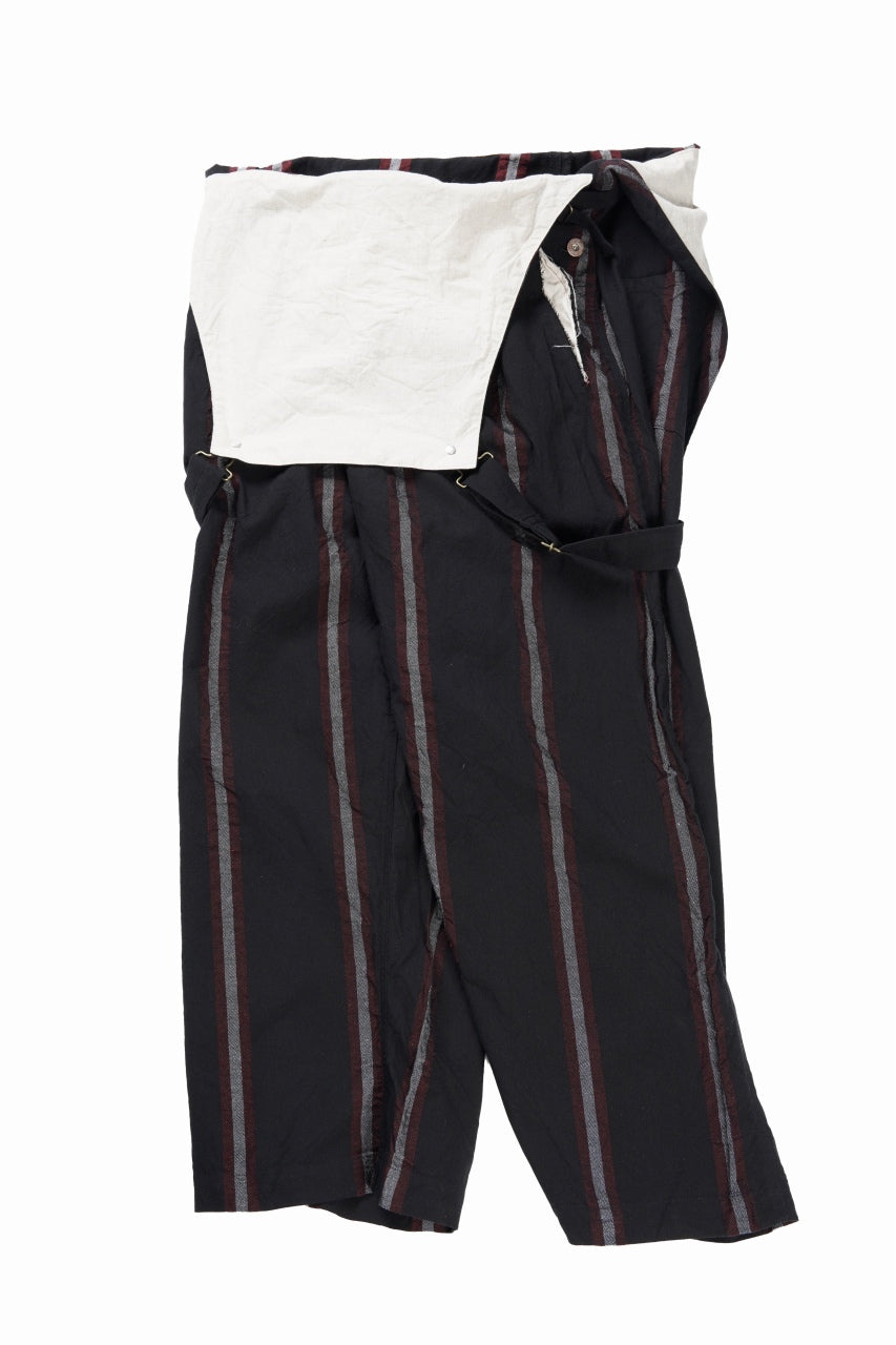 画像をギャラリービューアに読み込む, YUTA MATSUOKA overalls / tussah linen stripe (black stripe)