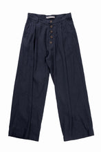 画像をギャラリービューアに読み込む, YUTA MATSUOKA straight pants / raw silk &amp; indigo linen broad (navy)