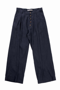 画像をギャラリービューアに読み込む, YUTA MATSUOKA straight pants / raw silk &amp; indigo linen broad (navy)