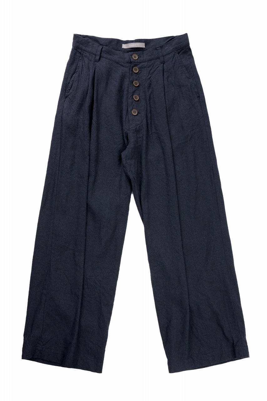 画像をギャラリービューアに読み込む, YUTA MATSUOKA straight pants / raw silk &amp; indigo linen broad (navy)