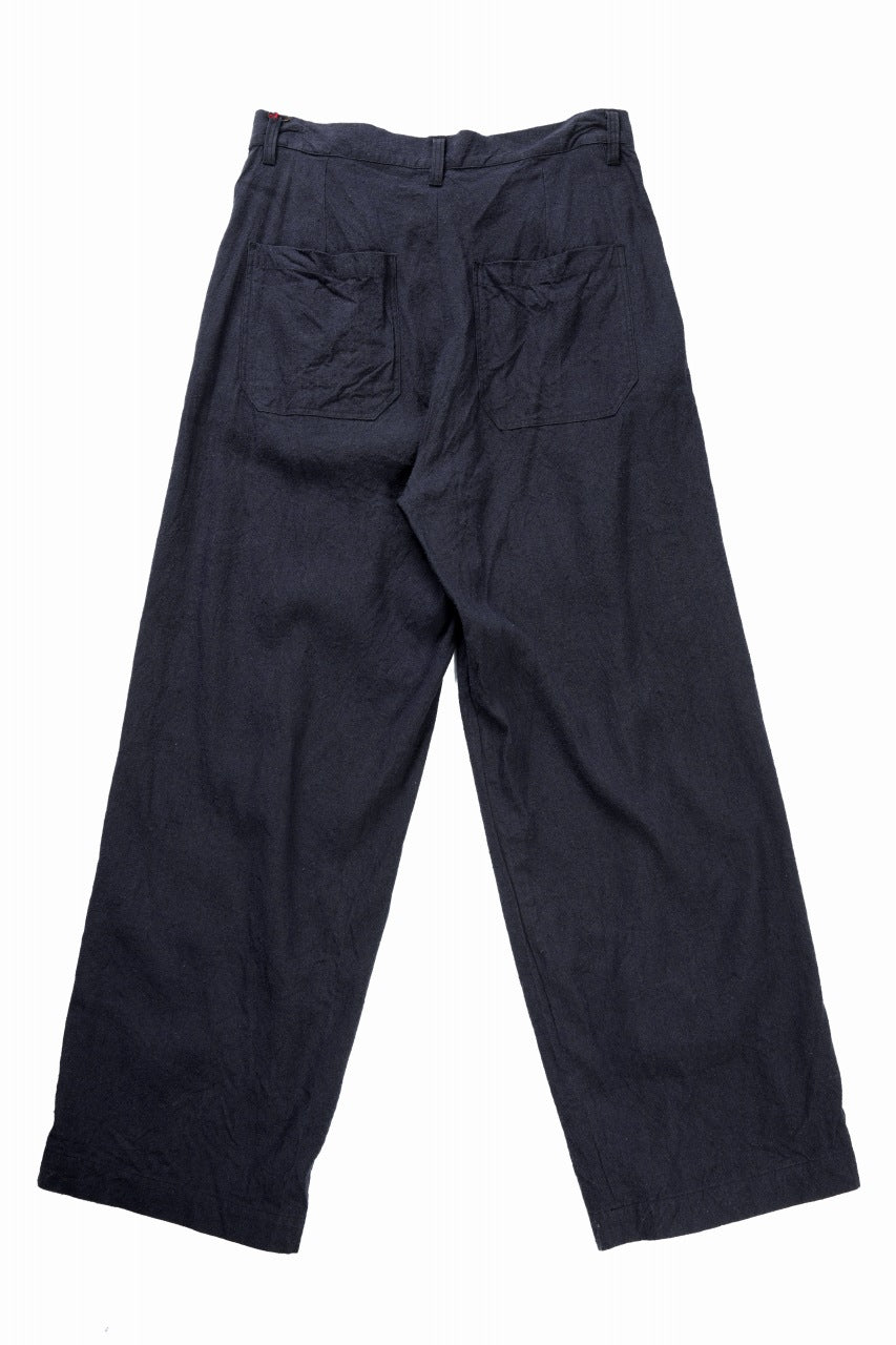 画像をギャラリービューアに読み込む, YUTA MATSUOKA straight pants / raw silk &amp; indigo linen broad (navy)