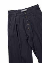 画像をギャラリービューアに読み込む, YUTA MATSUOKA straight pants / raw silk &amp; indigo linen broad (navy)