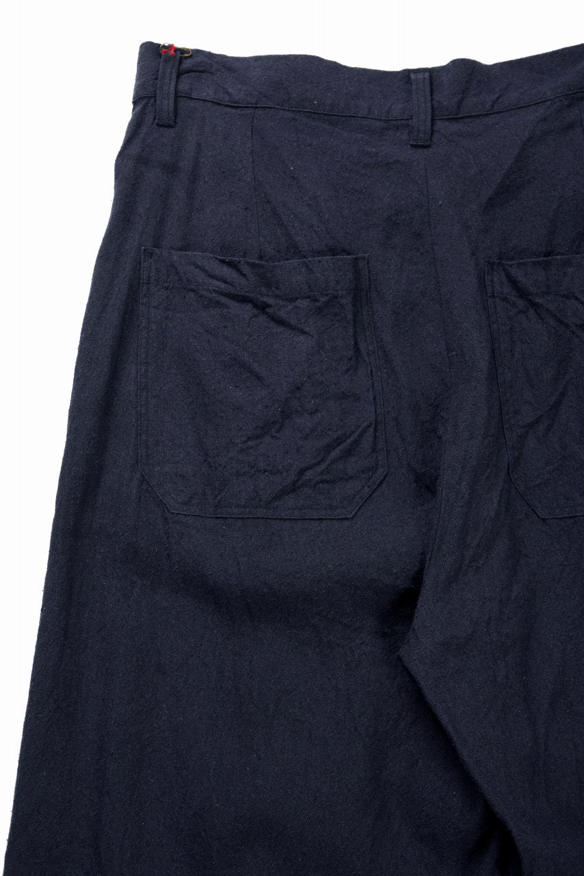 画像をギャラリービューアに読み込む, YUTA MATSUOKA straight pants / raw silk &amp; indigo linen broad (navy)