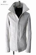N/07 lino paint processing hi neck shirt flyfront (WHITE)
