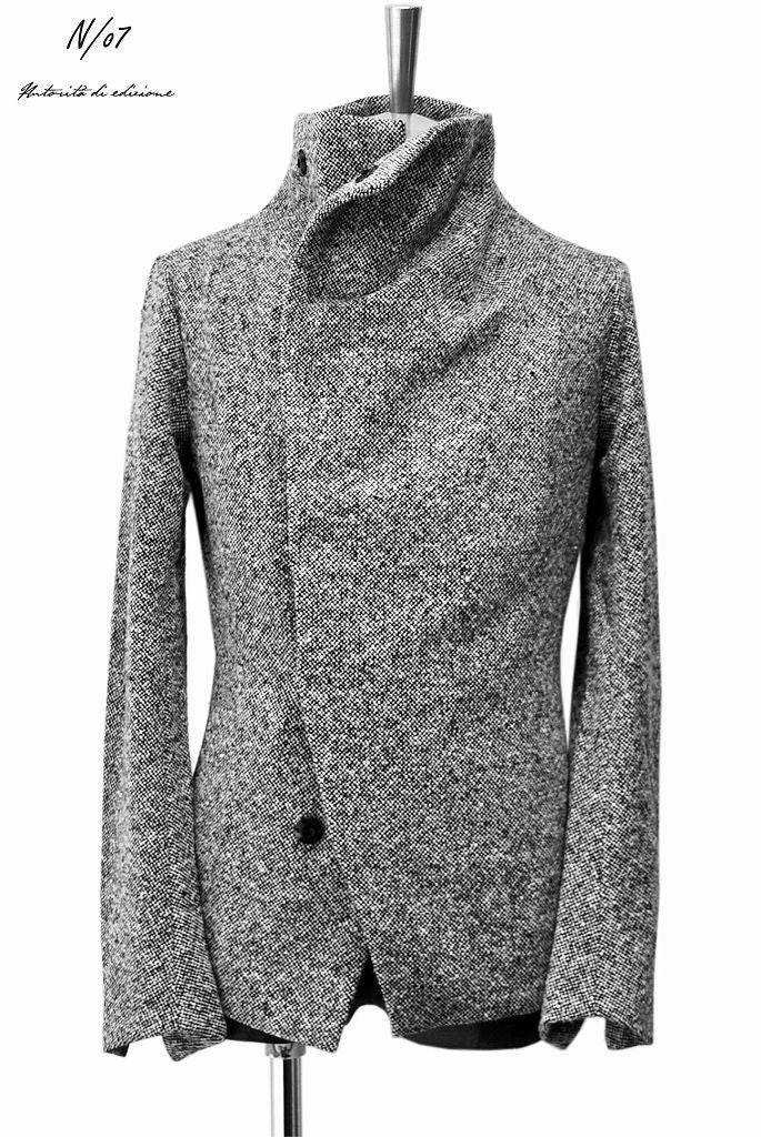 N/07 mixable tweed woven wrap jacket (BLACK MIX)