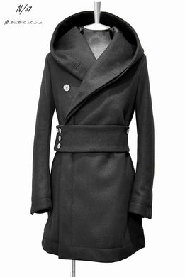 N/07 premium woolyarn cashmere coat warp hooded (BLACK)