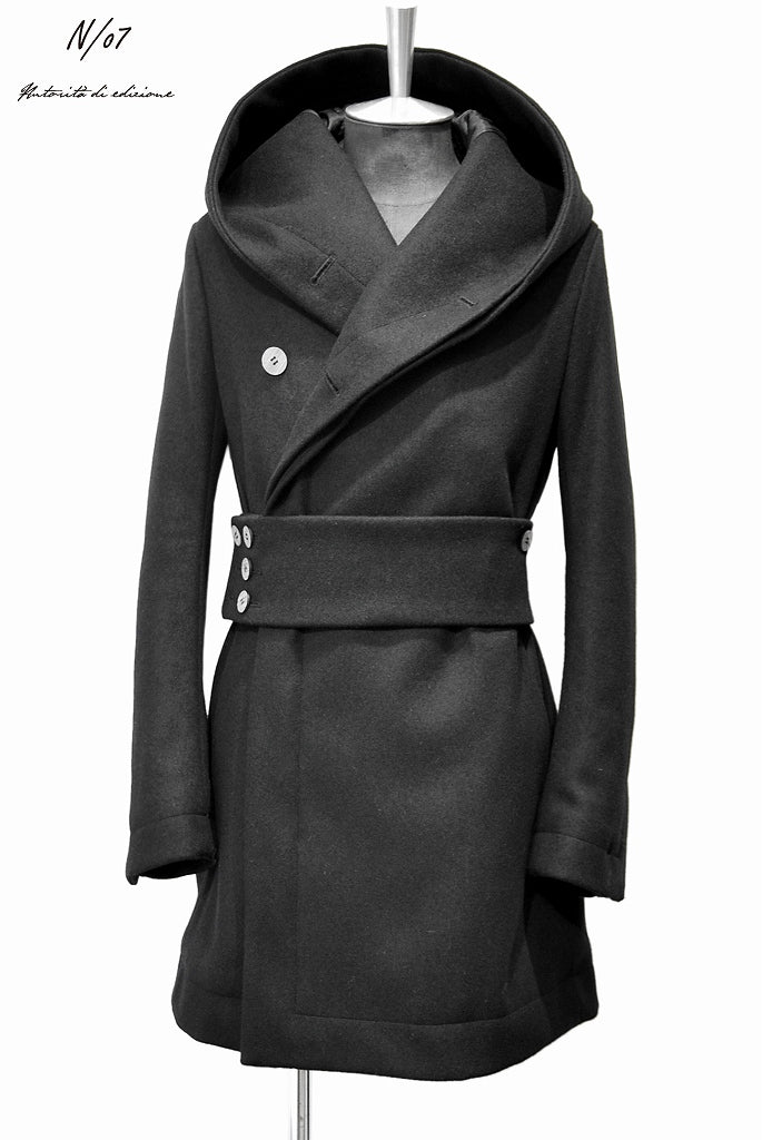 画像をギャラリービューアに読み込む, N/07 premium woolyarn cashmere coat warp hooded (BLACK)