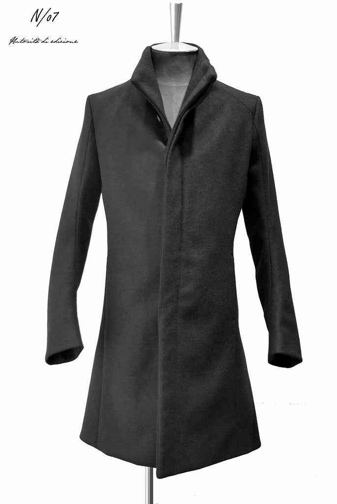 N/07 premium woolyarn cashmere coat anatomy stand collar (BLACK)