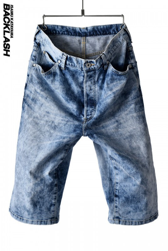 Load image into Gallery viewer, ISAMU KATAYAMA BACKLASH CLOUD PROCESSING DENIM SHORTS (INDIGO)