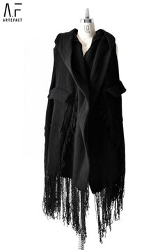 Load image into Gallery viewer, A.F ARTEFACT FEMME SLEEVE-LESS KNIT HOODED COAT