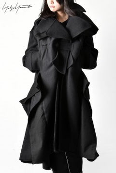 Load image into Gallery viewer, Yohji Yamamoto DOUBLE DEFORMED TRENCH COAT (BLACK)