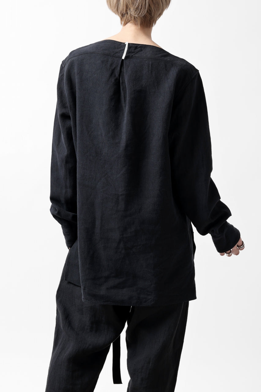 sus-sous sleeping shirt / L100 heavy poplin washer (BLACK NAVY)