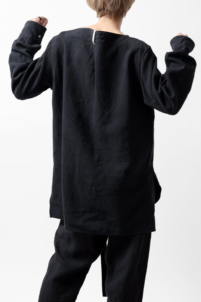 sus-sous sleeping shirt / L100 heavy poplin washer (BLACK NAVY)