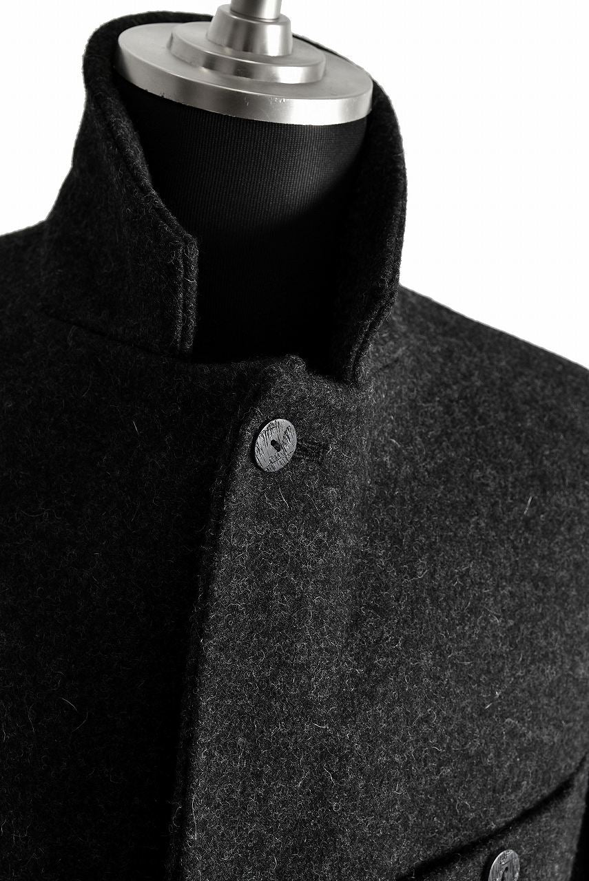 N/07 "MAUSK Detail" exclusive "PLATINUM MELTON" FOLDING NECK CHESTER COAT (BLACK MIX)
