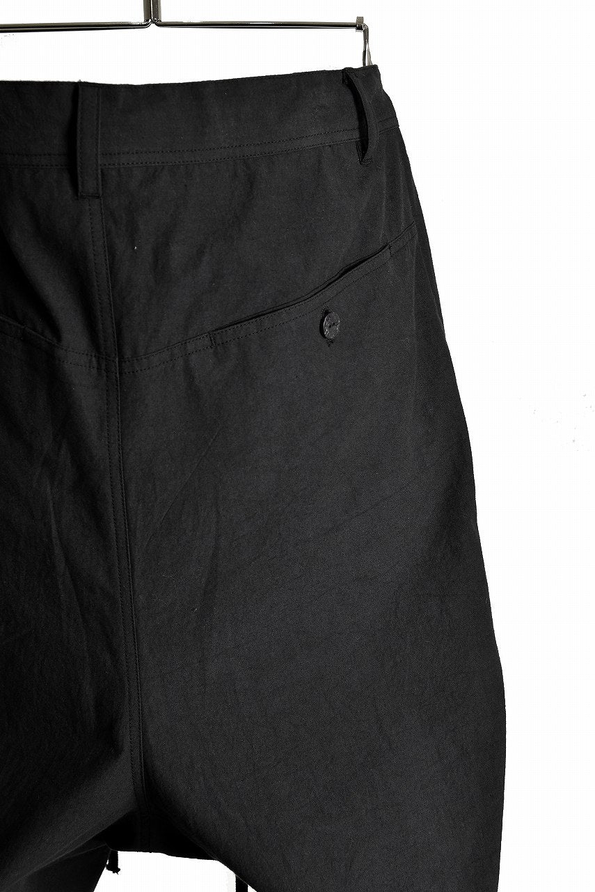 N/07 "MAUSK Detail"  Three Dimensional Wide Tuck & Dart Cropped Pants with Draw Code (BLACK)