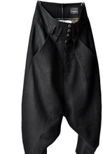 Load image into Gallery viewer, SOSNOVSKA exclusive CLOWN STYLE LINEN PANTS (BLACK)