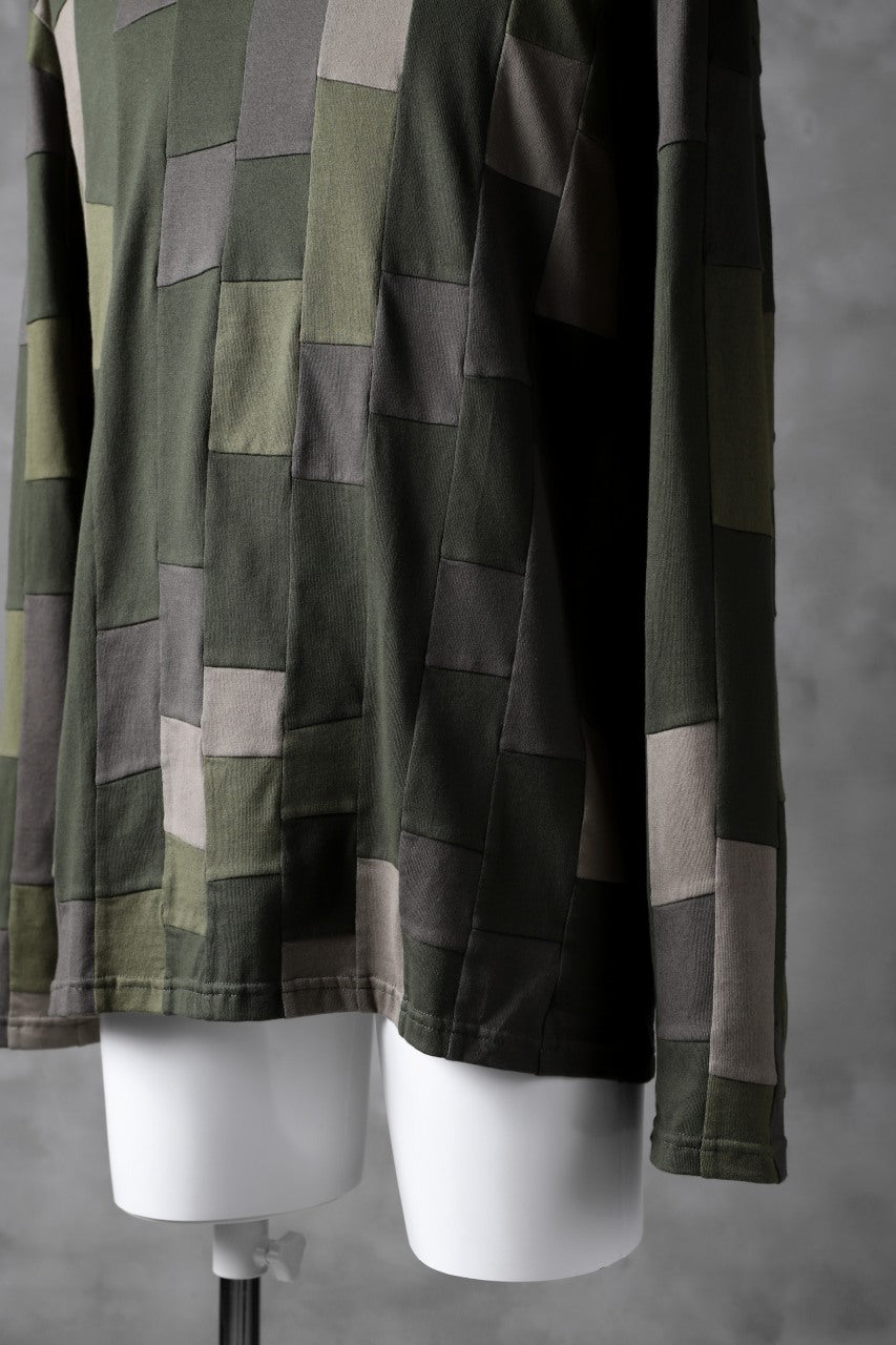 ISAMU KATAYAMA BACKLASH PATCHWORK-PRODUCTION JERSEY TOPS (KHAKI)