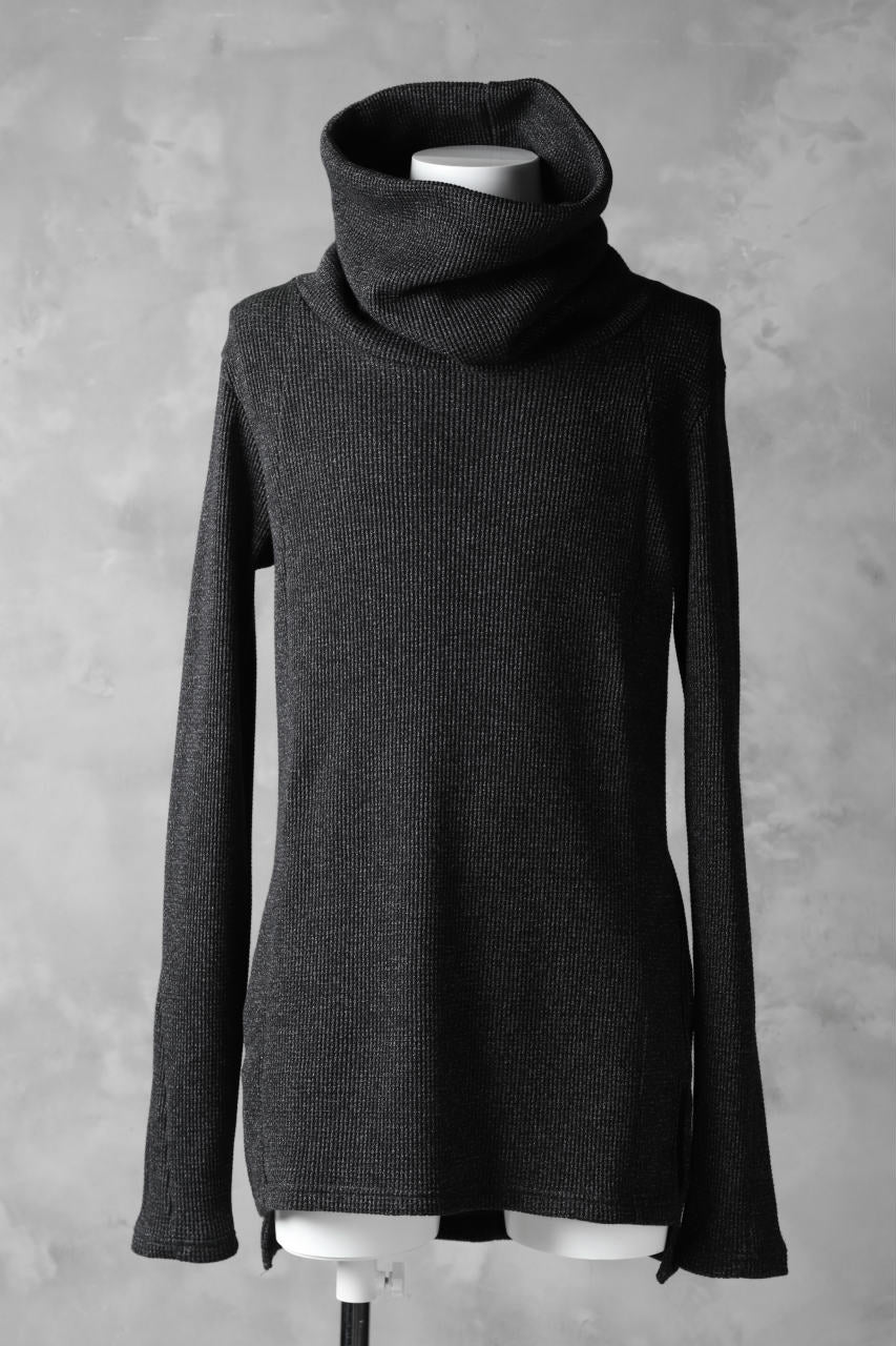 A.F ARTEFACT exclusive DUSTY WAFFLE DRAPED HIGH NECK TOPS (MELANGE BLACK)