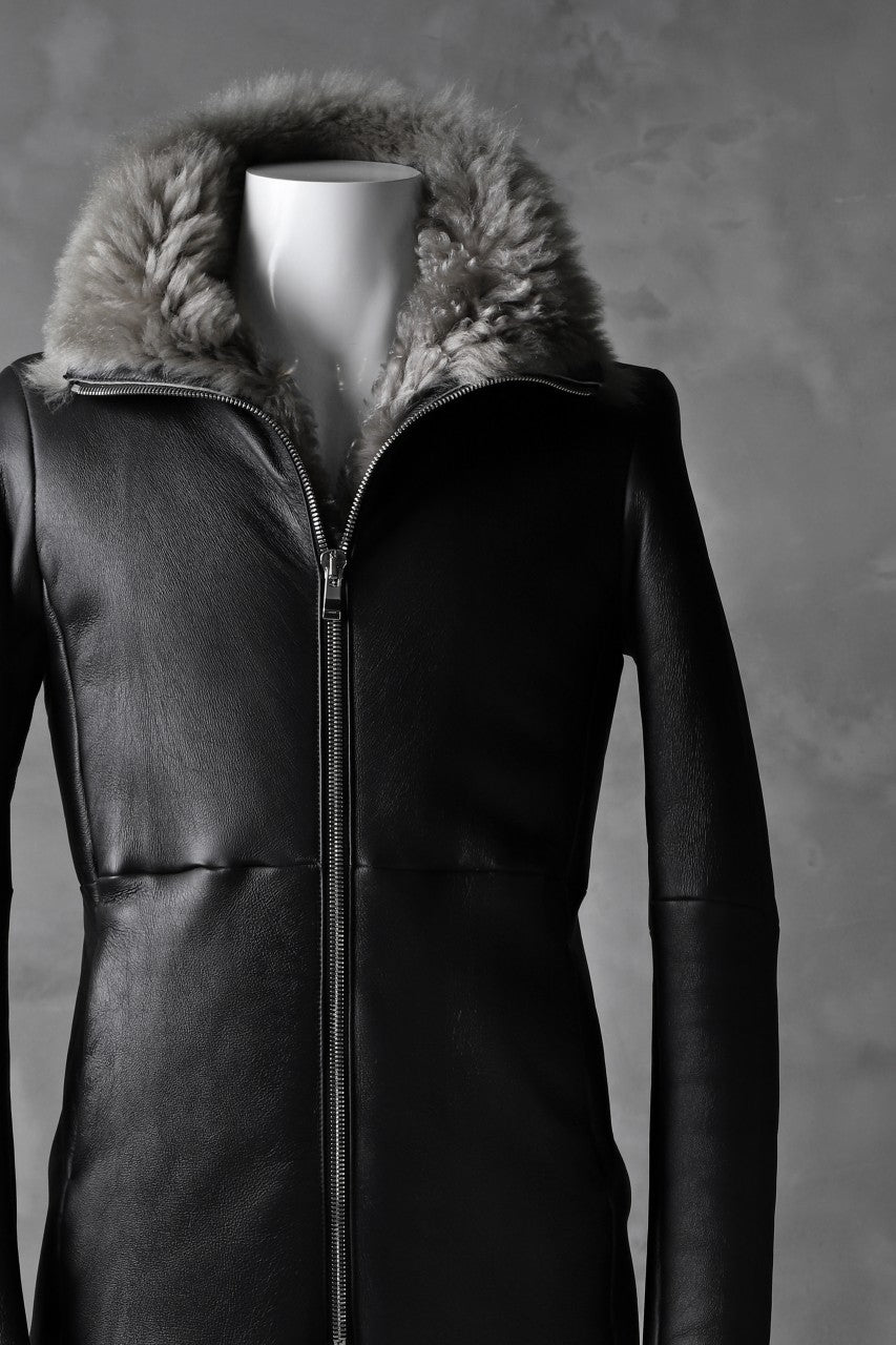Load image into Gallery viewer, incarnation exclusive SHEEP SHEARLING MOUTON ZIP FRONT COAT (BLACK×GREY)