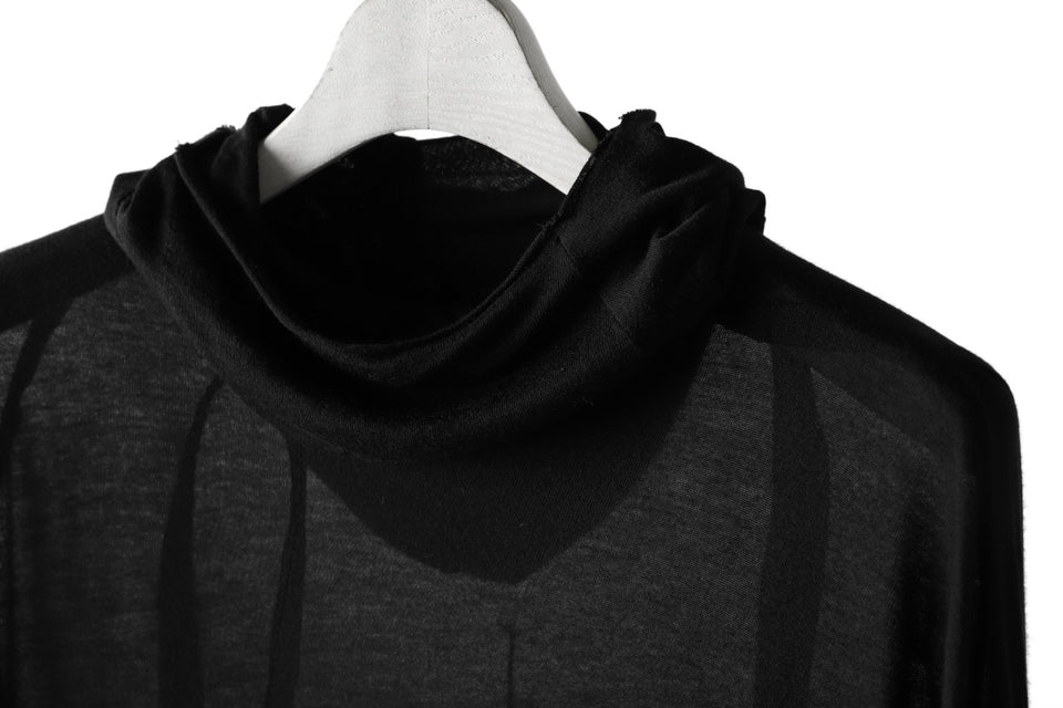 Load image into Gallery viewer, LEON EMANUEL BLANCK DISTORTION HOODY LONG SLEEVE TOP / BAMBOO JERSEY (BLACK)