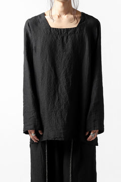 Load image into Gallery viewer, _vital square neck tunica tops / organic linen (BLACK)
